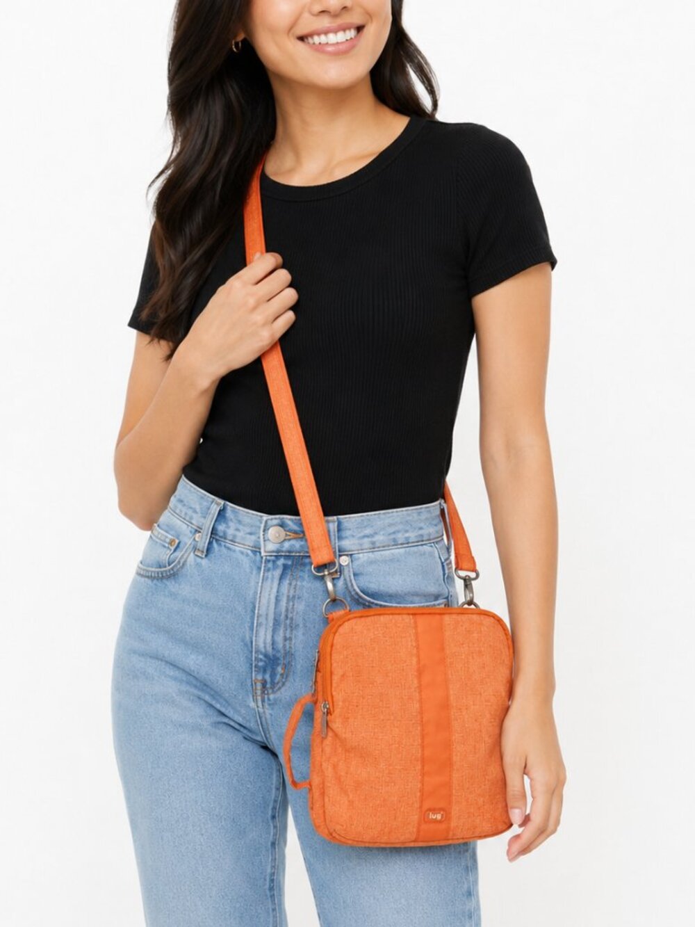 LUG iPad Tablet Mini Backpack Crossbody Shoulder Bag Purse Padded Travel Orange